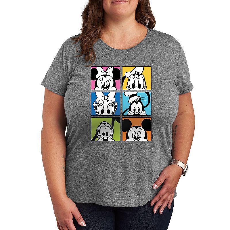 Disneys Mickey Mouse & Friends Womens Grid Graphic Tee Grey Gray Product Image