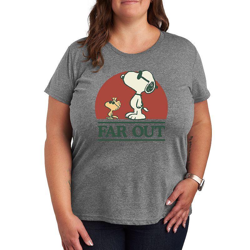 Womens Peanuts Snoopy & Woodstock Far Out Graphic Tee, Girls Grey Gray Product Image