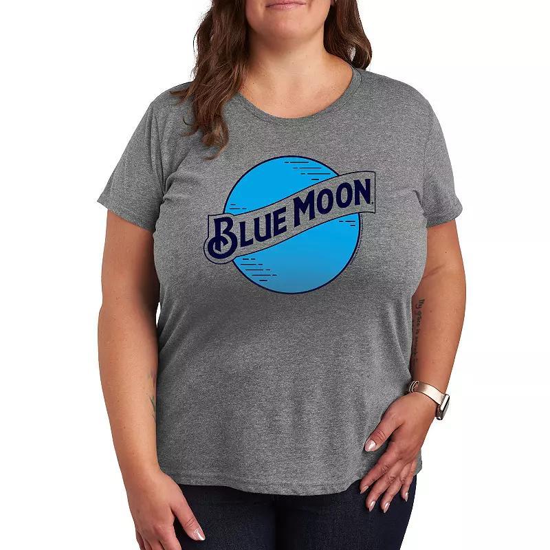 Plus Blue Moon Round Logo Graphic Tee, Womens Grey Gray Product Image