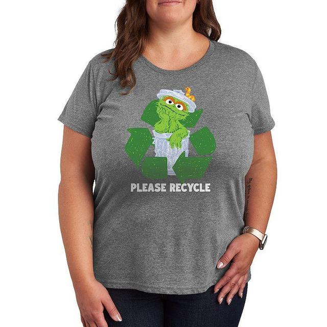 Plus Sesame Street Please Recycle Graphic Tee, Womens Grey Gray Product Image