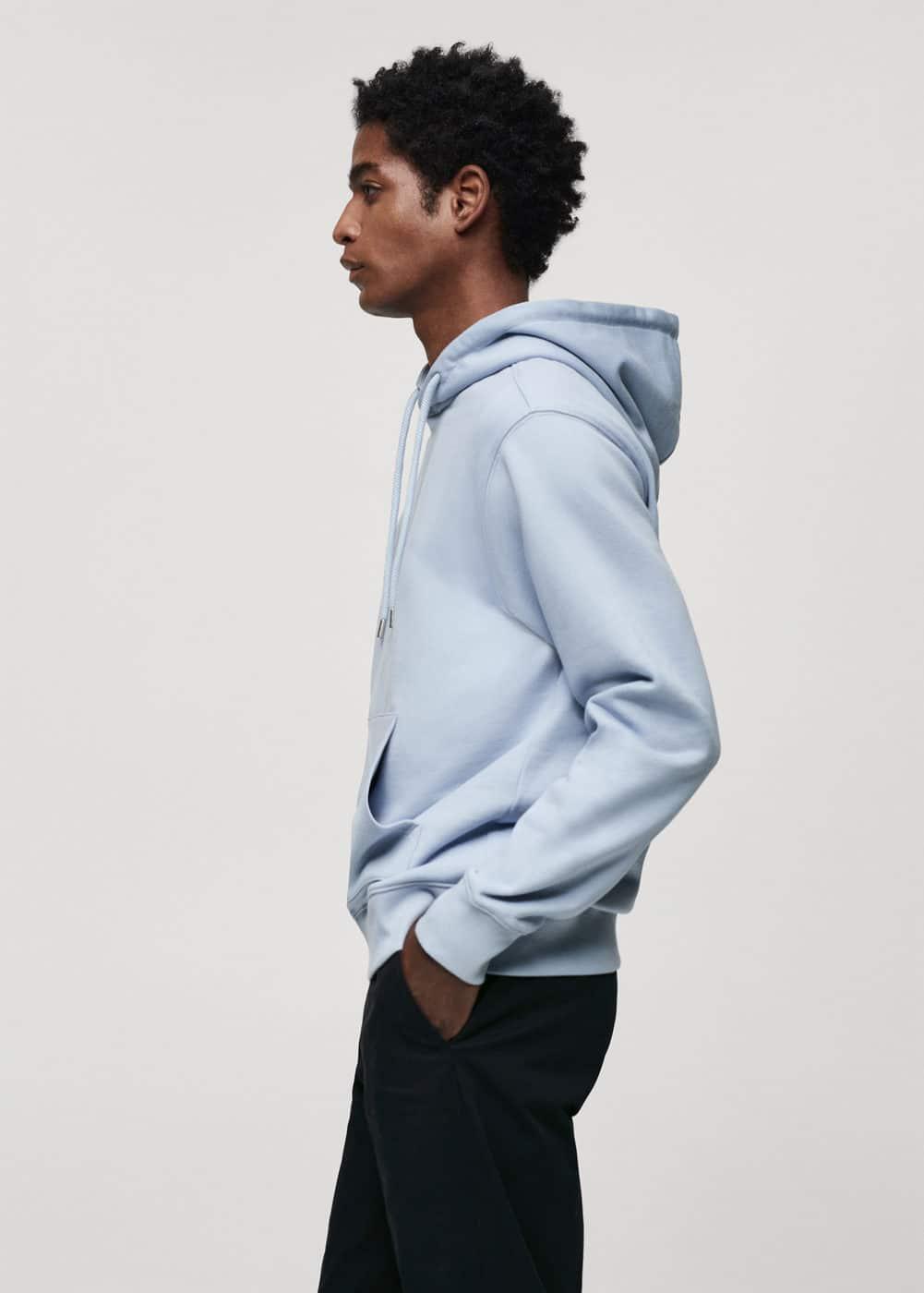 MANGO MAN - Hoodie cotton sweatshirt sky blueMen Product Image