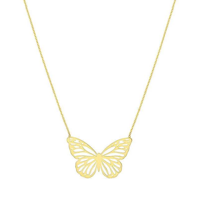 14k Gold Cut-Out Butterfly Pendant Necklace, Womens Product Image