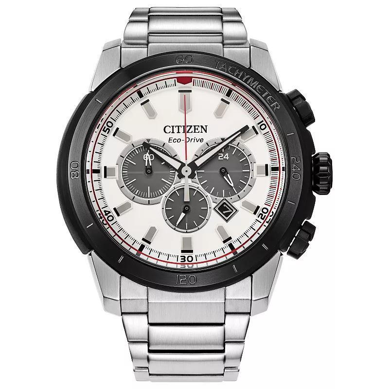 Citizen Mens Eco-Drive Brycen Stainless Steel Black Bezel Chronograph Bracelet Watch - CA4188-81A Silver Product Image