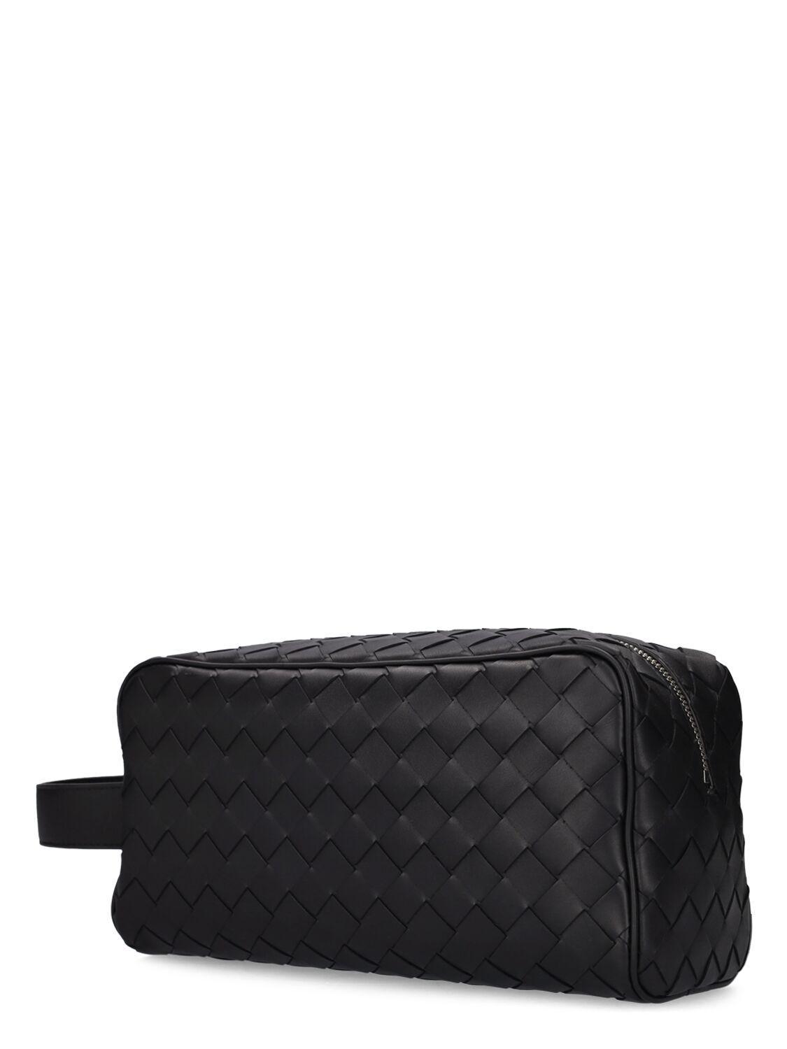 BOTTEGA VENETA Intrecciato Travel Leather Pouch In Black Product Image