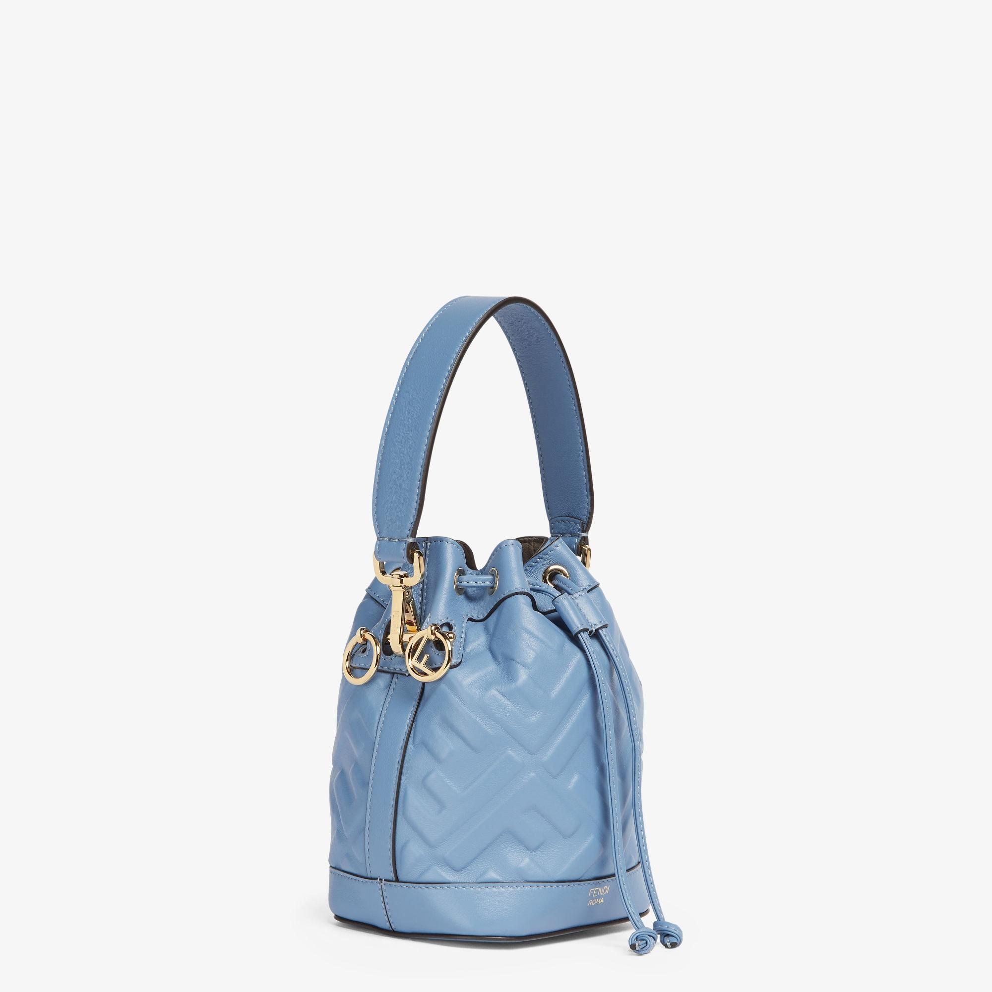 Mon TresorLight blue leather mini-bag with FF motif Product Image