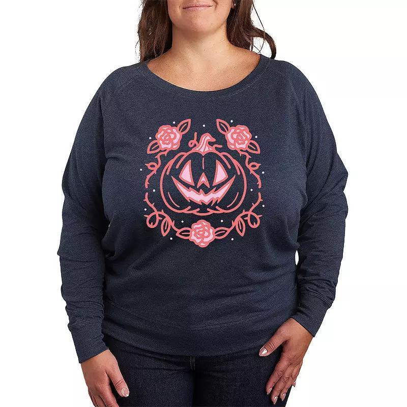 Plus Size Coquette Pumpkin Rose Lightweight French Terry Sweatshirt, Womens Product Image