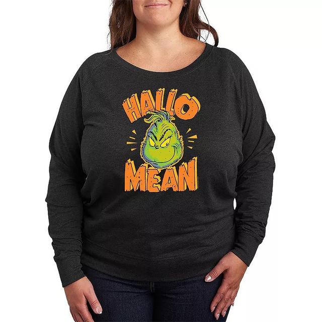 Plus Size Dr. Seuss Grinch HalloMean Lightweight French Terry Sweatshirt, Womens Heather Grey Product Image