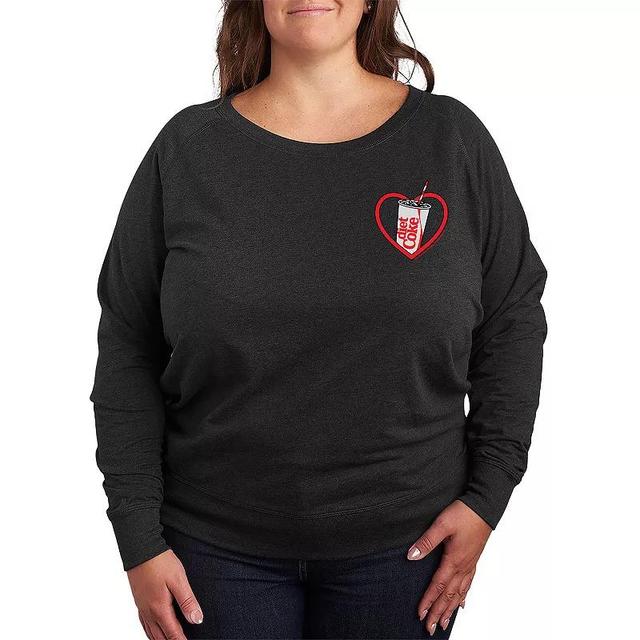 Plus Size Diet Coke Heart Lightweight French Terry Sweatshirt, Womens Grey Indigo Product Image