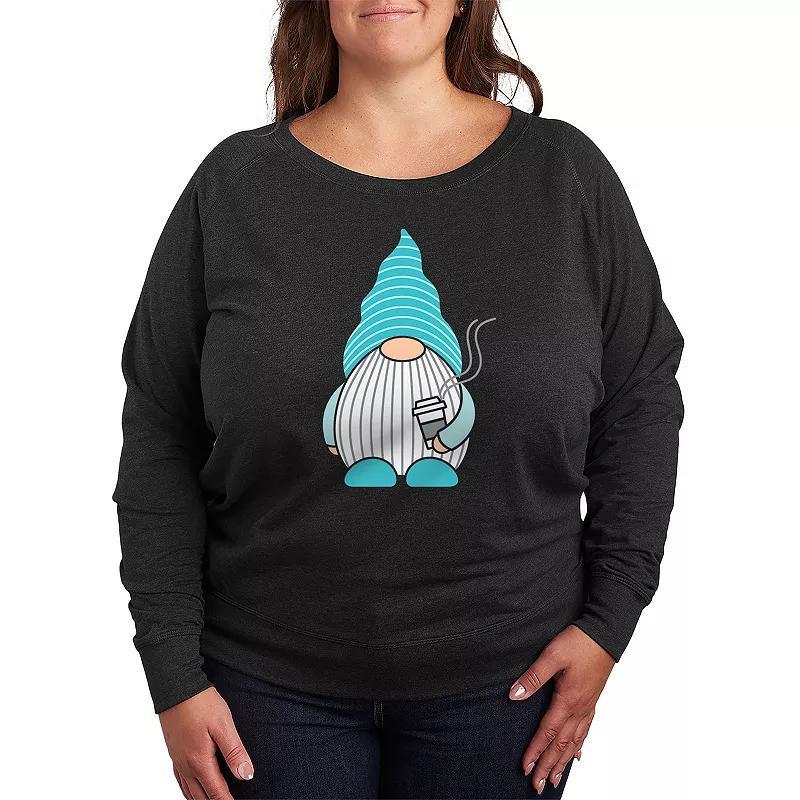 Plus Gnome With Coffee Pullover, Womens Heather Grey Product Image