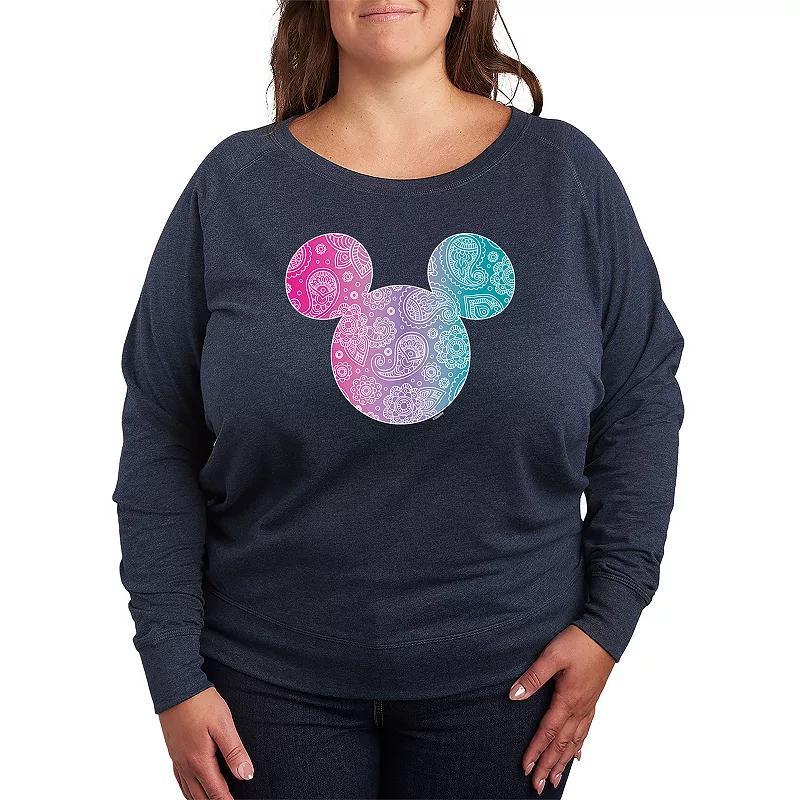 Disneys Mickey Mouse Plus Bandana Pattern Slouchy Graphic Sweatshirt, Womens Product Image