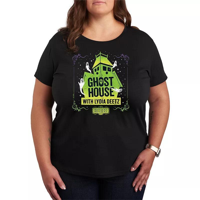 Plus Size Beetlejuice 2 Ghost House With Lydia Graphic Graphic Tee, Womens Product Image