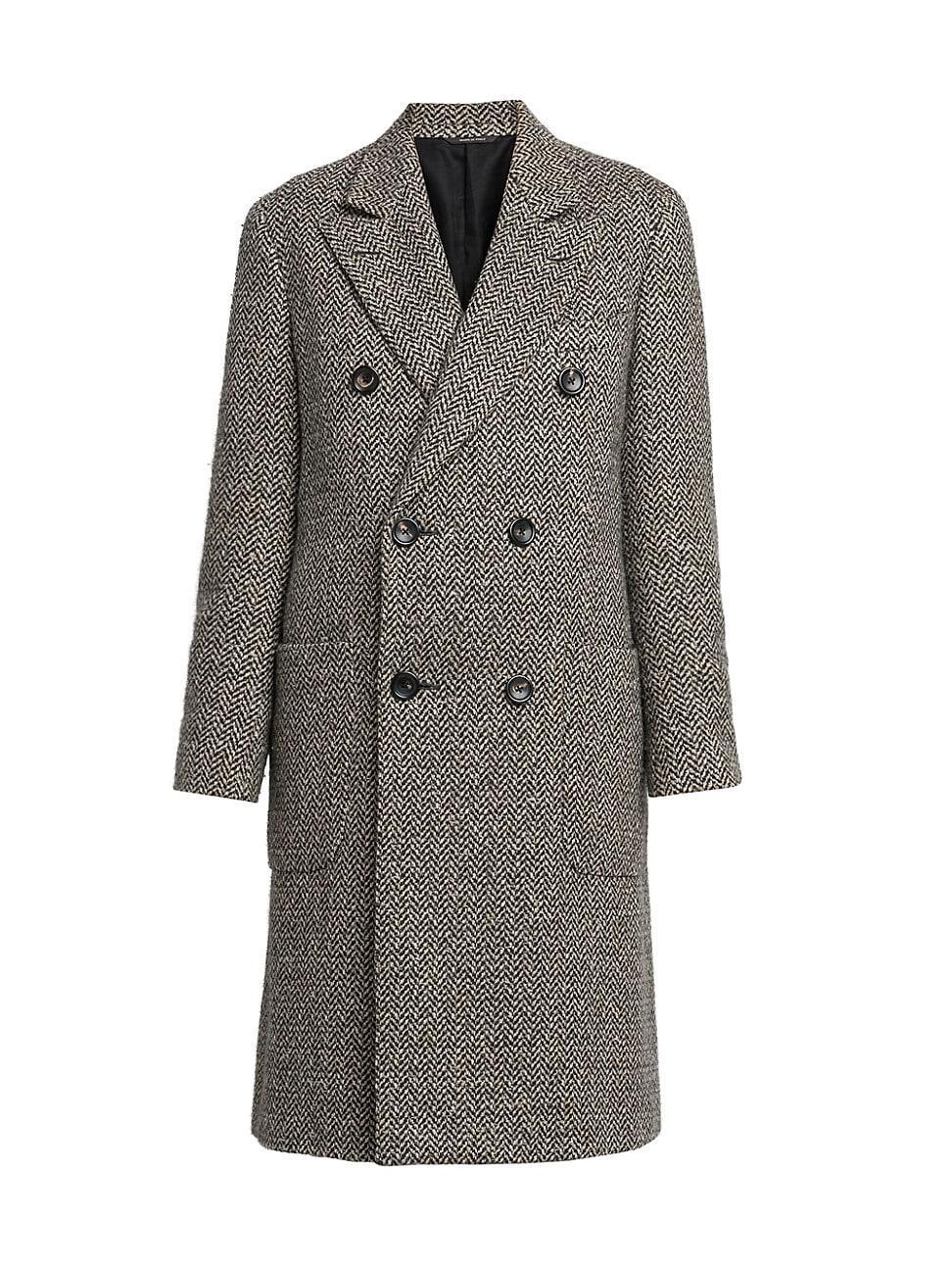 Womens Double-Breasted Herringbone Tweed Coat Product Image