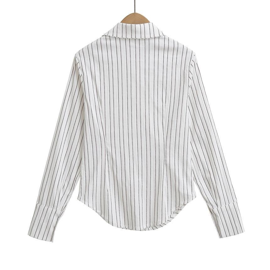 Long Sleeve Collared Striped Shirt Product Image