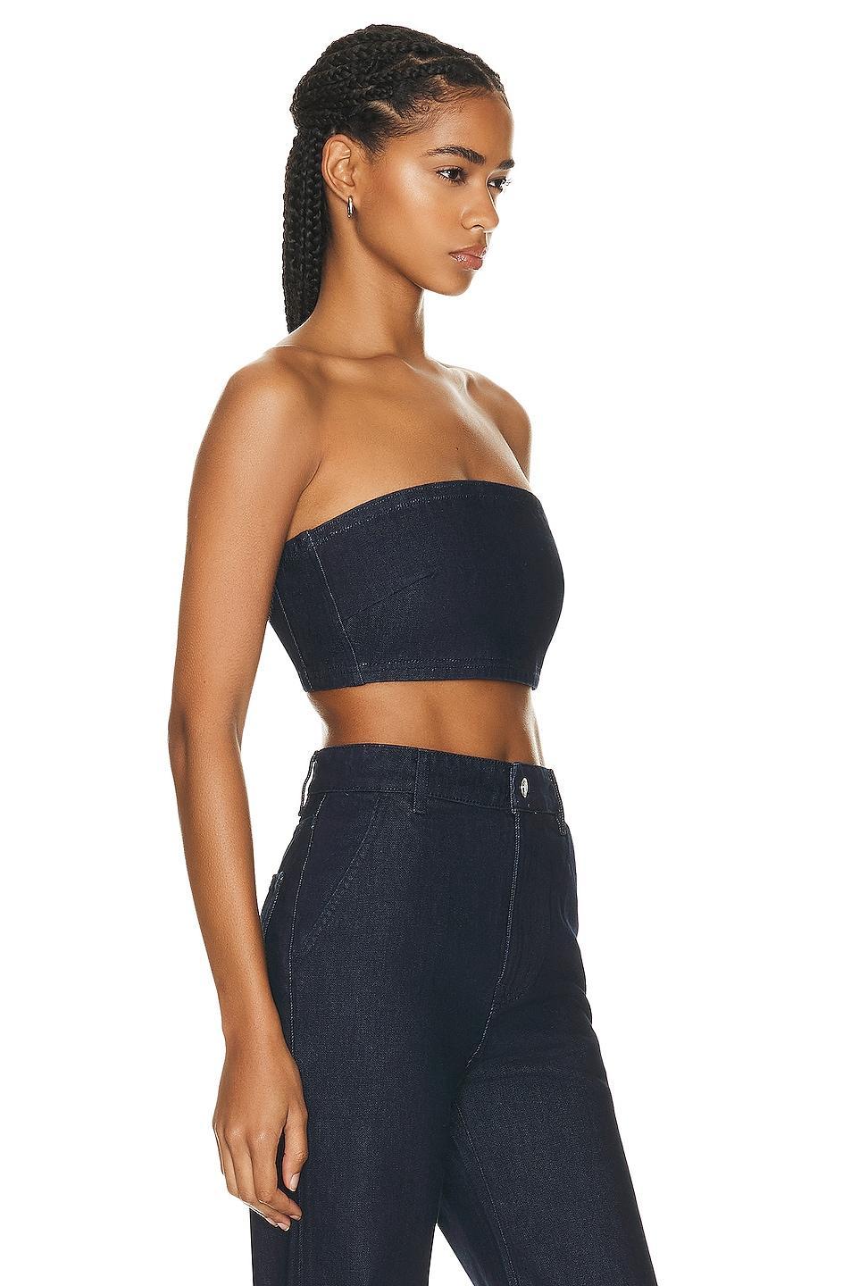 GRLFRND Lilah Denim Tube Top in Blue Product Image