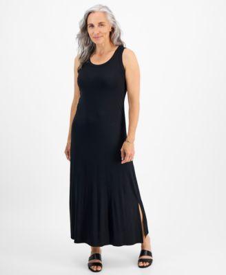 Petite Sleeveless Side Slit Knit Maxi Dress, Created for Macy's Product Image