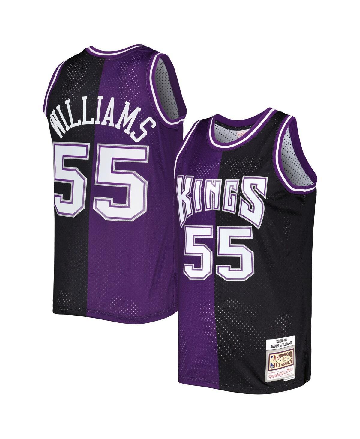 Mens Mitchell & Ness Jason Williams Purple/Black Sacramento Kings Hardwood Classics 2000-01 Split Swingman Jersey Product Image