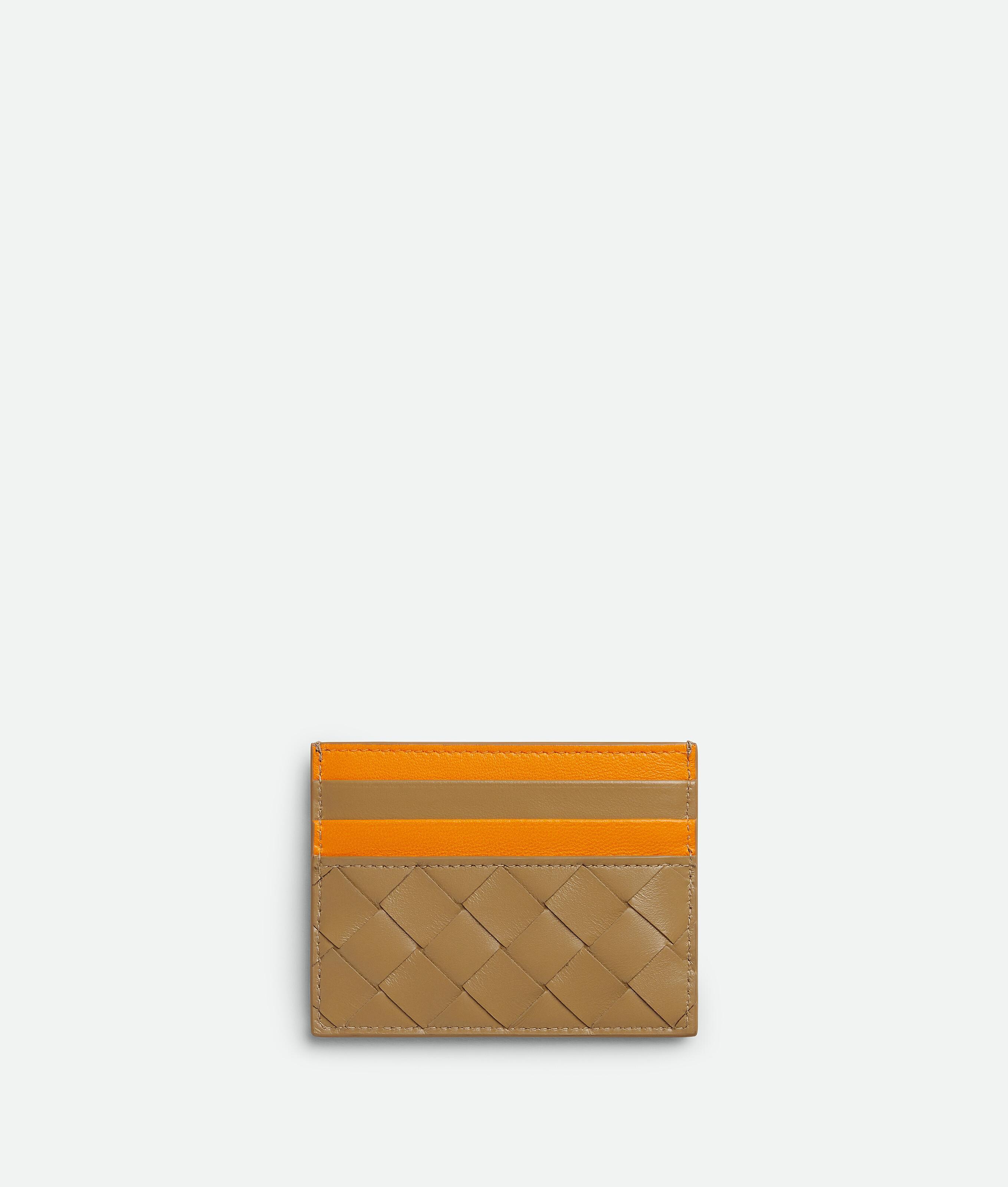 Women's Intrecciato 15 Credit Card Case in Dark praline/ tangerine Product Image