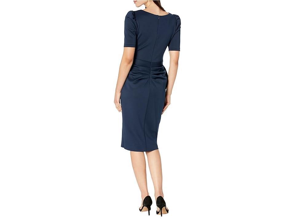 XSCAPE Midi Scuba 3/4 Sleeve (Midnight) Women's Dress Product Image