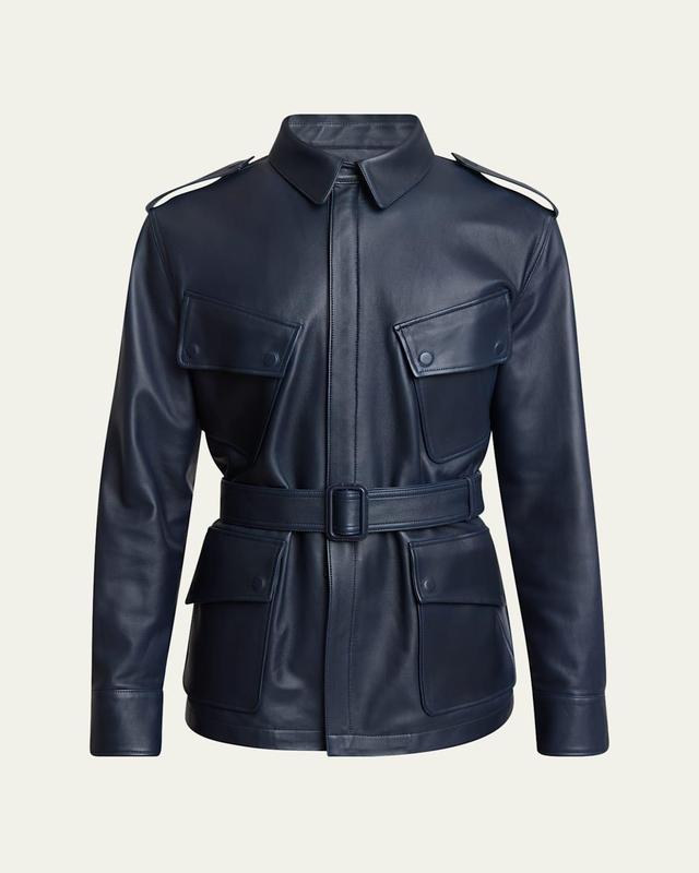 Mens Multi Pocket Jacket in Leather Product Image