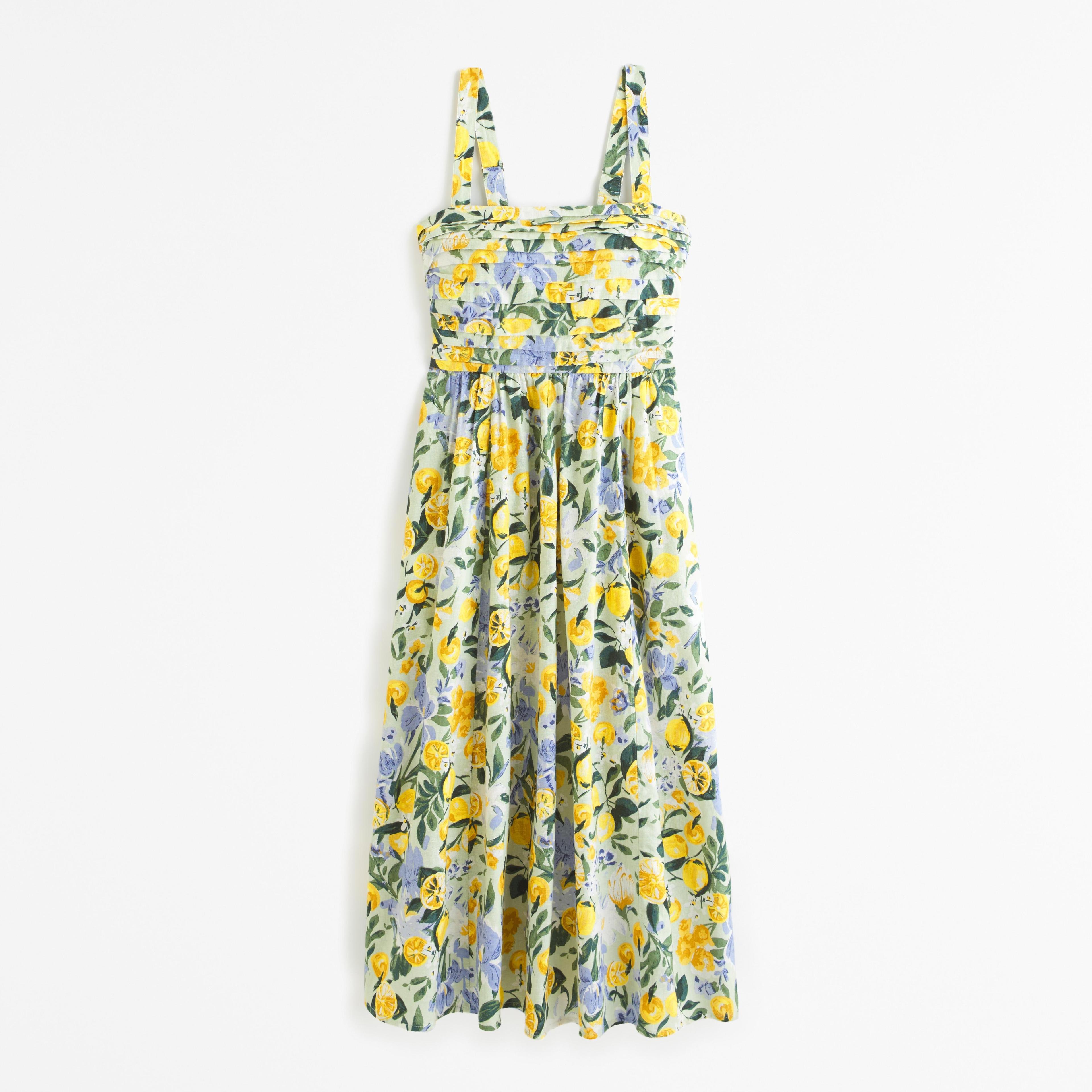 The A&F Emerson Linen-Blend Wide Strap Midi Dress Product Image