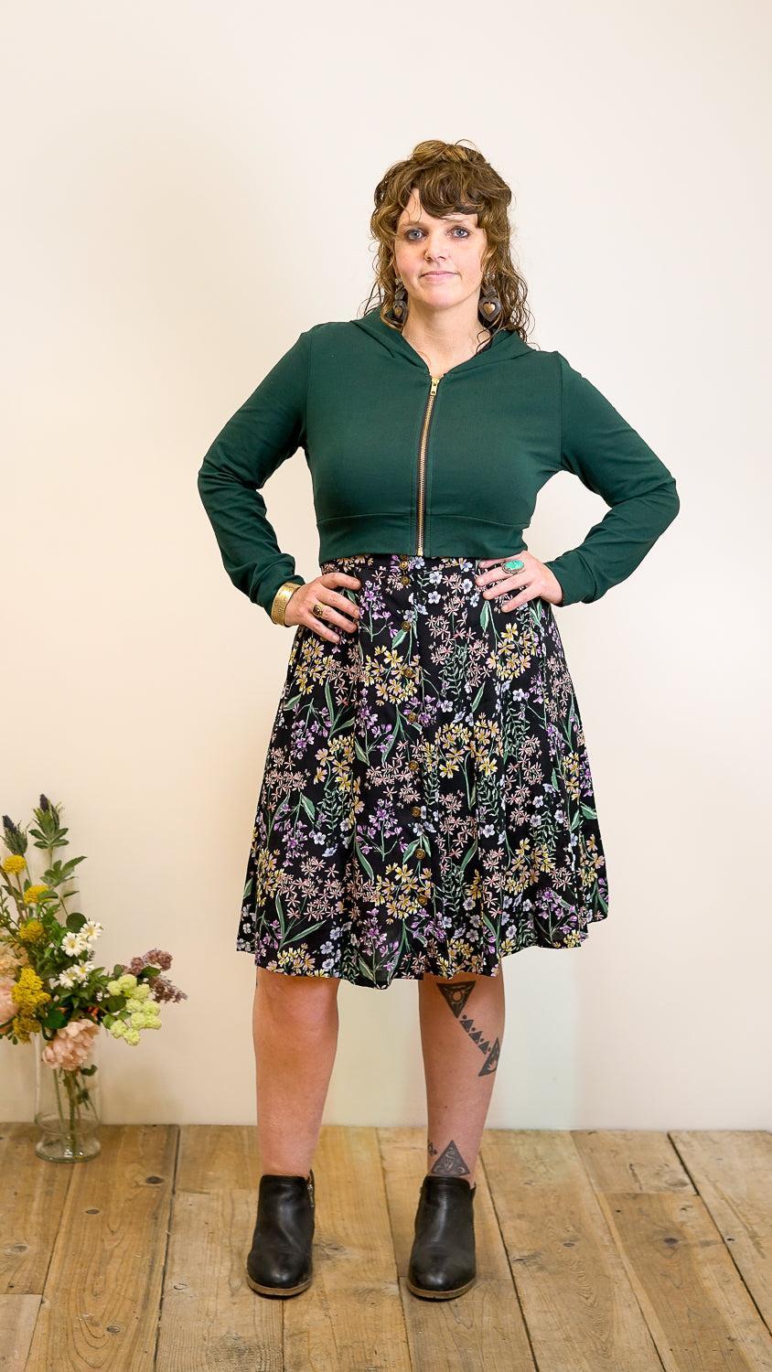 Bae Skirt in Black Herbal Challis Product Image