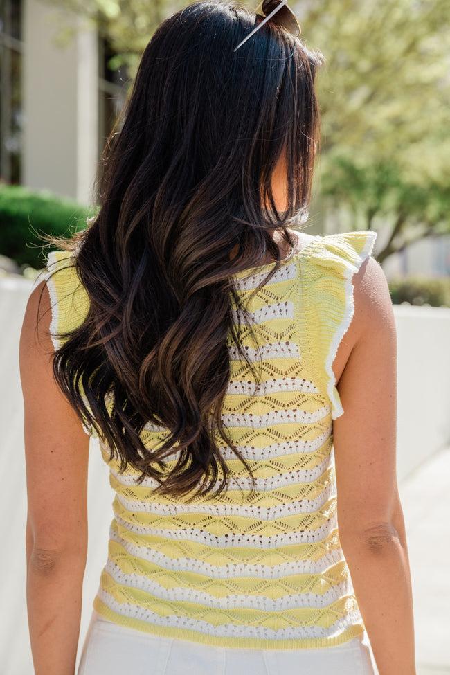 Social Hour Lime Striped Crochet Tank Product Image