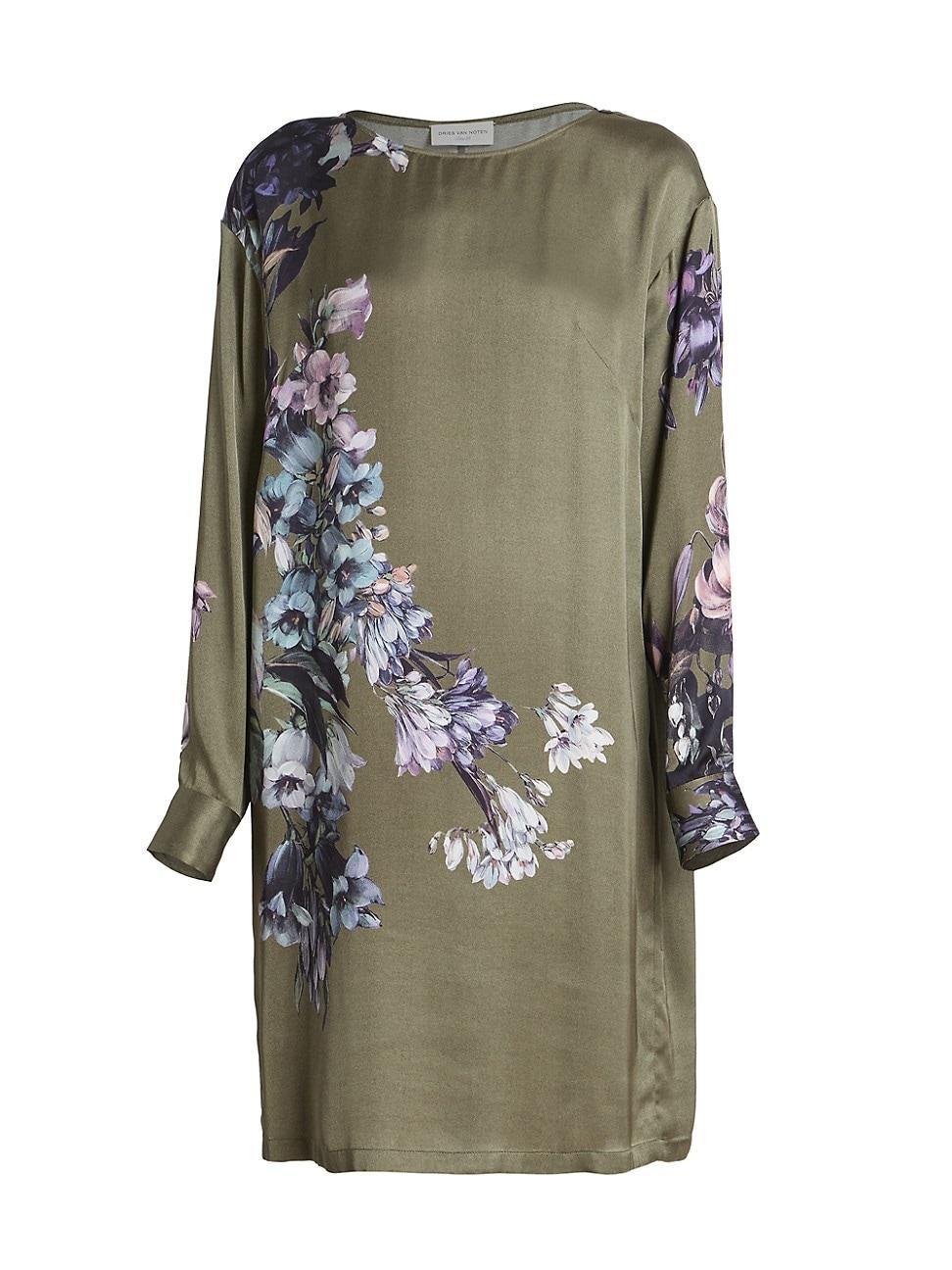 Womens Duzco Long-Sleeve Floral Midi-Dress Product Image