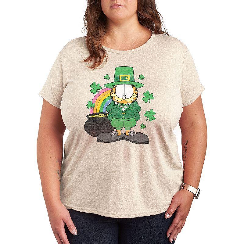 Plus Garfield Rainbow Shamrocks Graphic Tee, Womens Product Image