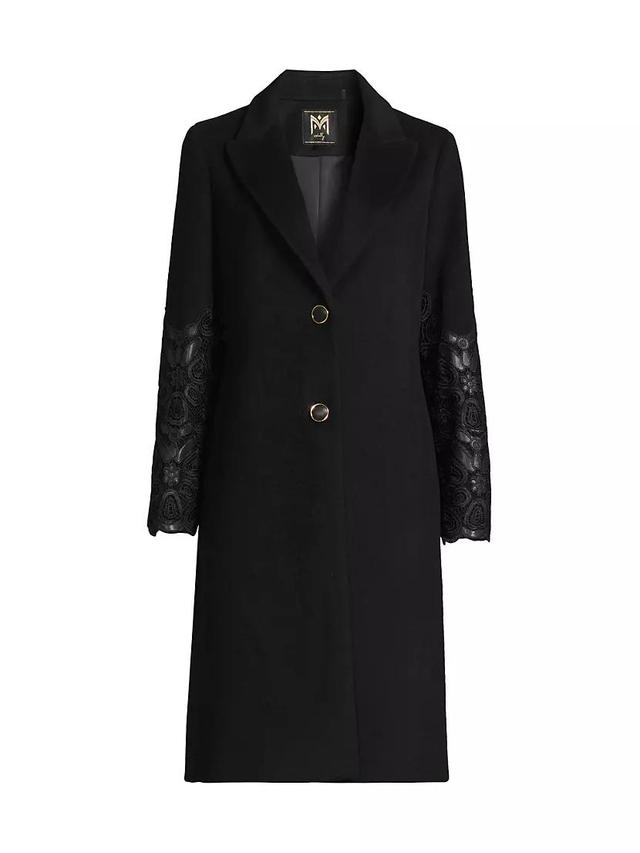 Womens Wool-Blend Faux-Leather Sleeve Coat Product Image