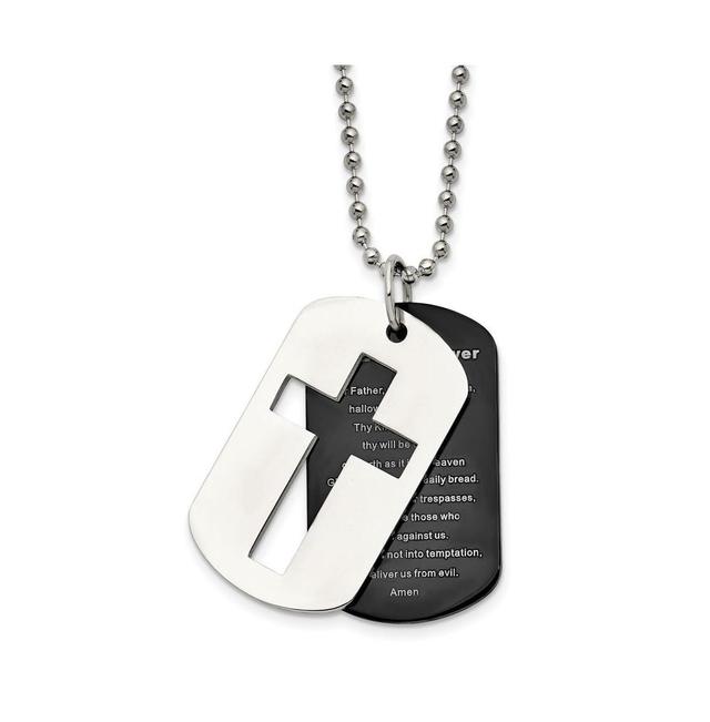 Chisel Black Ip-plated 2 Piece Lords Prayer Dog Tag Ball Chain Product Image