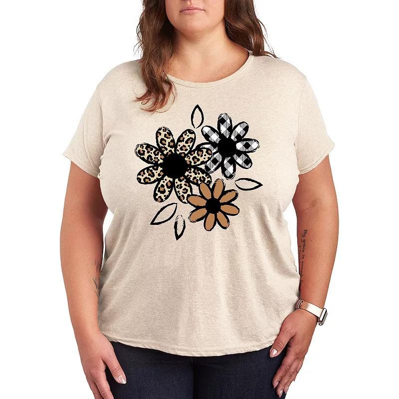 Plus Patterned Flowers Graphic Tee, Womens Product Image