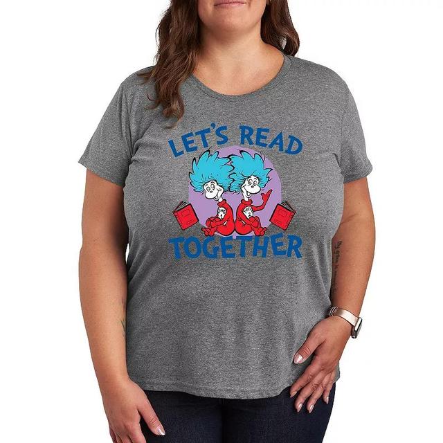 Plus Dr. Seuss Lets Read Together Graphic Tee, Womens Grey Gray Product Image