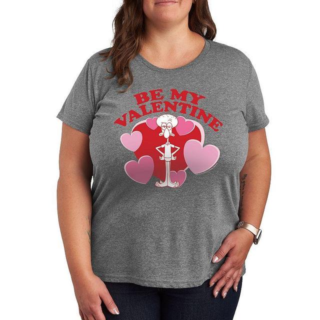 Plus Size SpongeBob Squarepants Valentines Squidward Graphic Tee, Womens Grey Gray Product Image