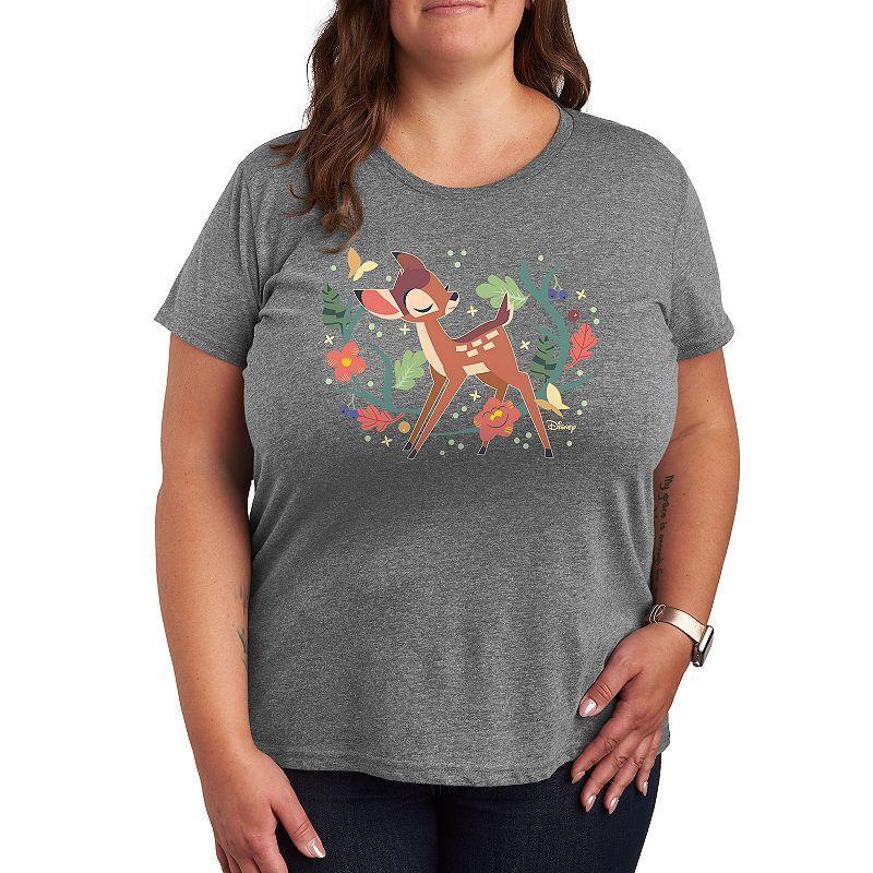 Disneys Bambi Plus Plants Graphic Tee, Womens Grey Gray Product Image