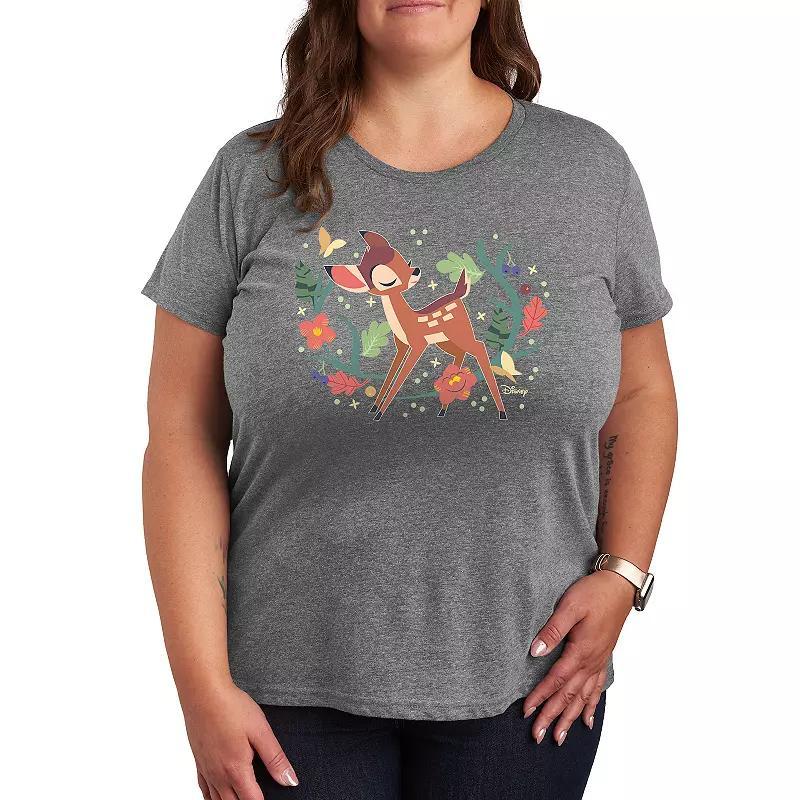 Disneys Bambi Plus Plants Graphic Tee, Womens Grey Gray Product Image