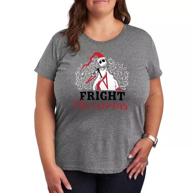 Disneys Nightmare Before Christmas Plus Fright Graphic Tee, Womens Grey Gray Product Image