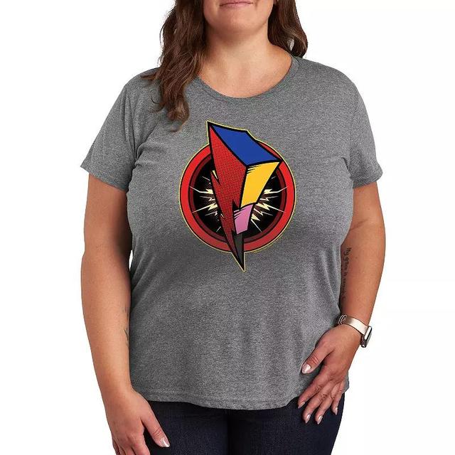 Plus Size Power Rangers Bolt Logo Graphic Tee, Womens Med Grey Product Image