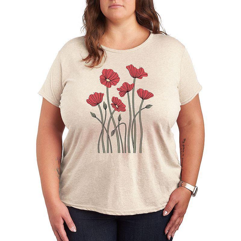 Plus Abstract Poppies Graphic Tee, Womens Product Image