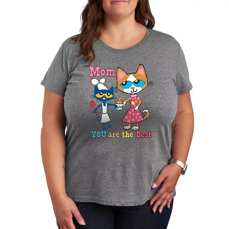 Plus Pete the Cat The Best Mom Graphic Tee, Womens Grey Gray Product Image