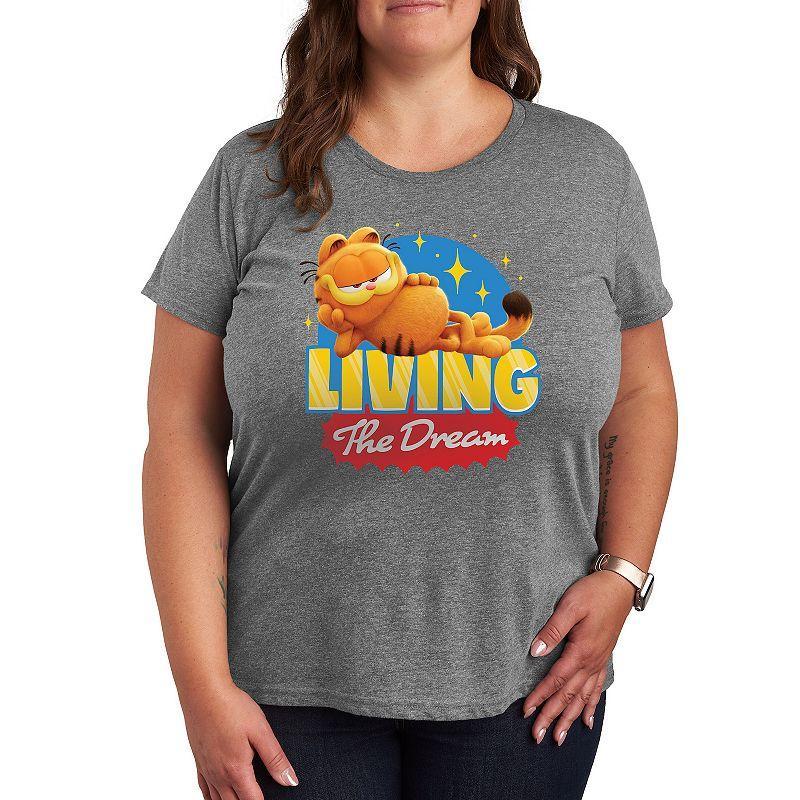 Plus The Garfield Movie Living The Dream Graphic Tee, Womens White Product Image