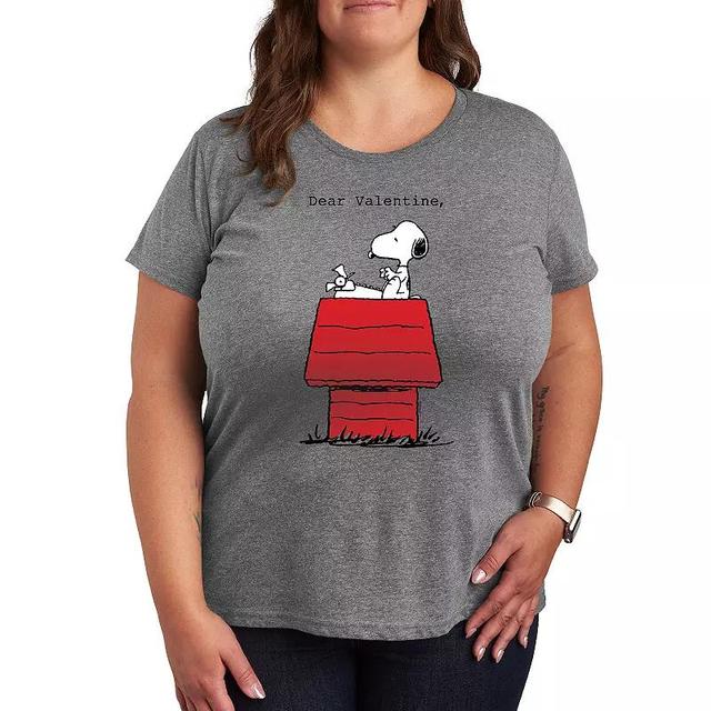 Plus Peanuts Snoopy Dear Valentine Graphic Tee, Womens Grey Gray Product Image