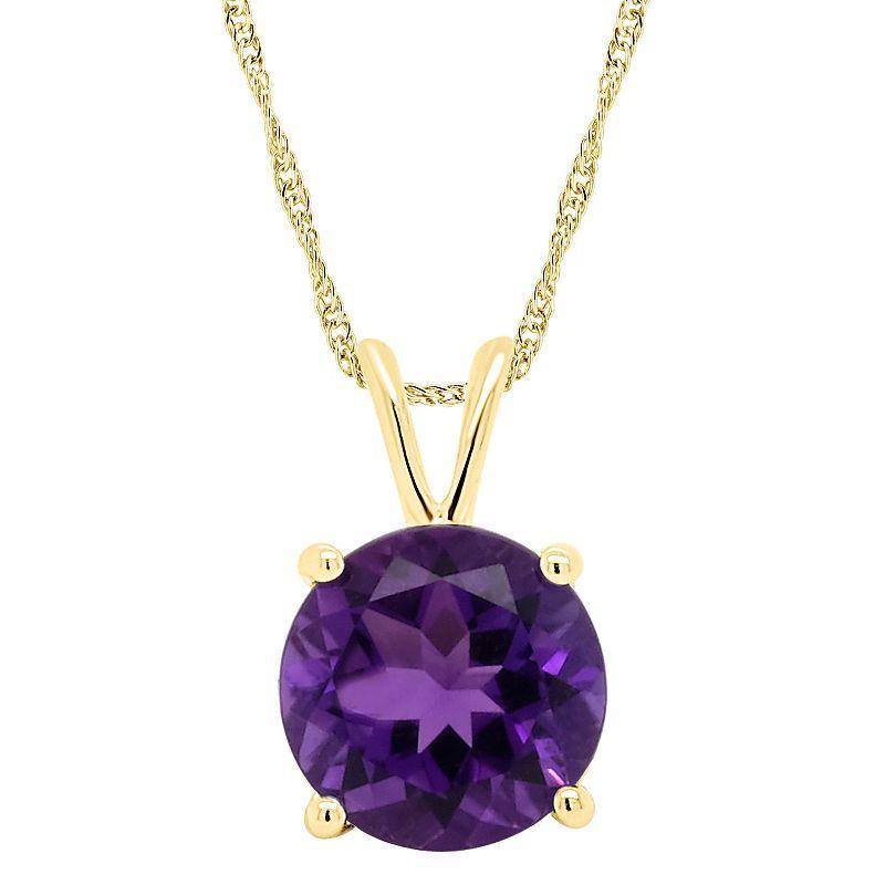 Alyson Layne 14k Gold Round Amethyst Pendant Necklace, Womens 14k White Gold Product Image