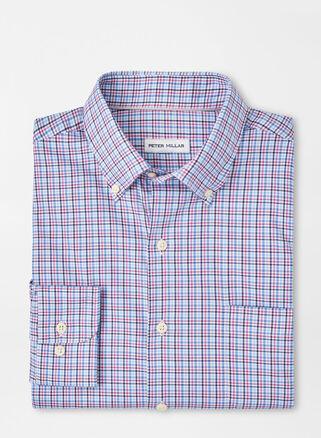 Peter Millar Mens Albert Crown Lite Cotton-Stretch Sport Shirt | Color: Rosewood | Size: L Product Image