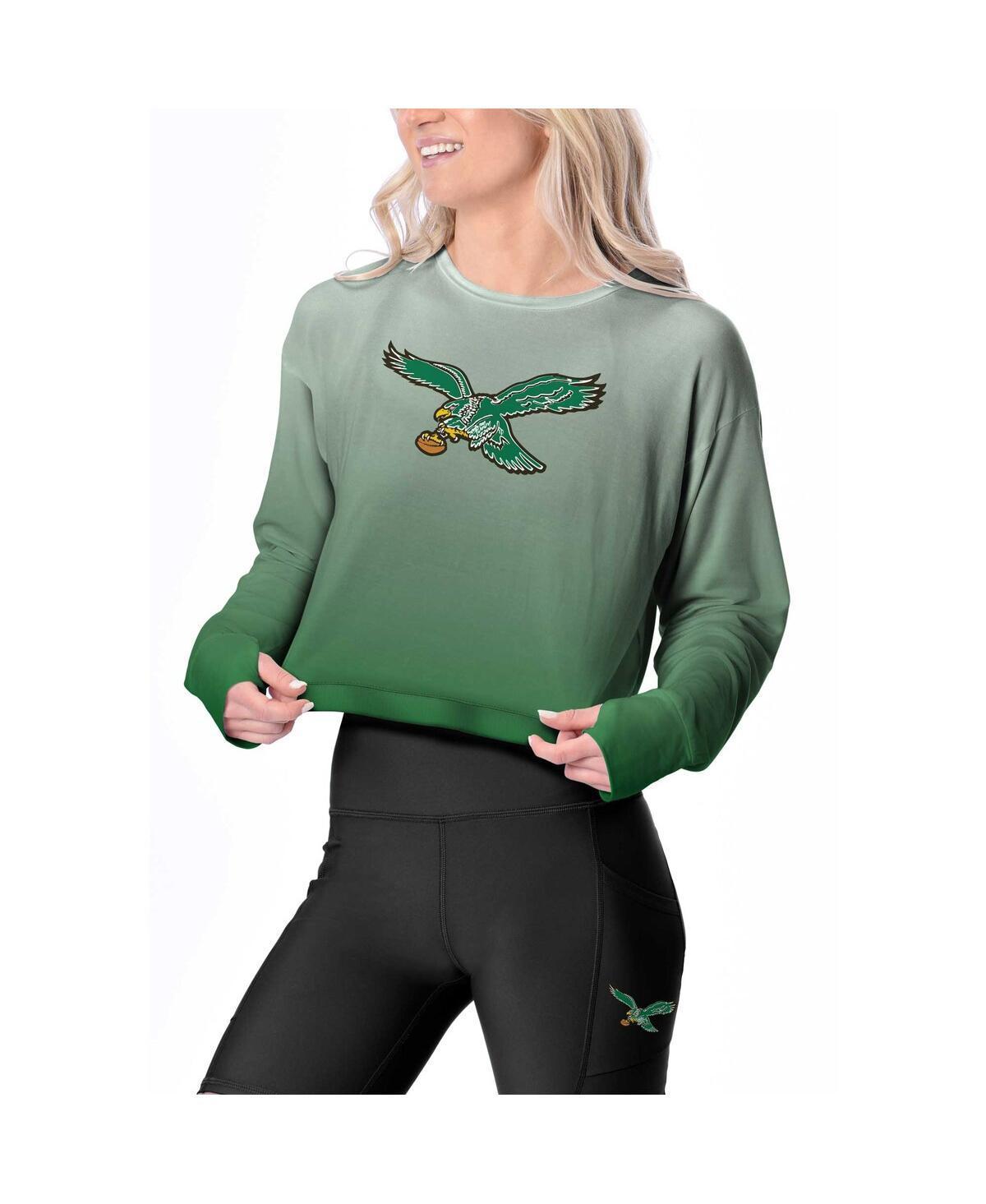 Womens Certo Kelly Philadelphia Eagles Gridiron Classics Shift Hi Low Ombre Long Sleeve T-Shirt Product Image