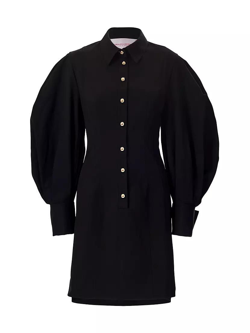 Puff-Sleeve Cotton-Blend Shirtdress Product Image