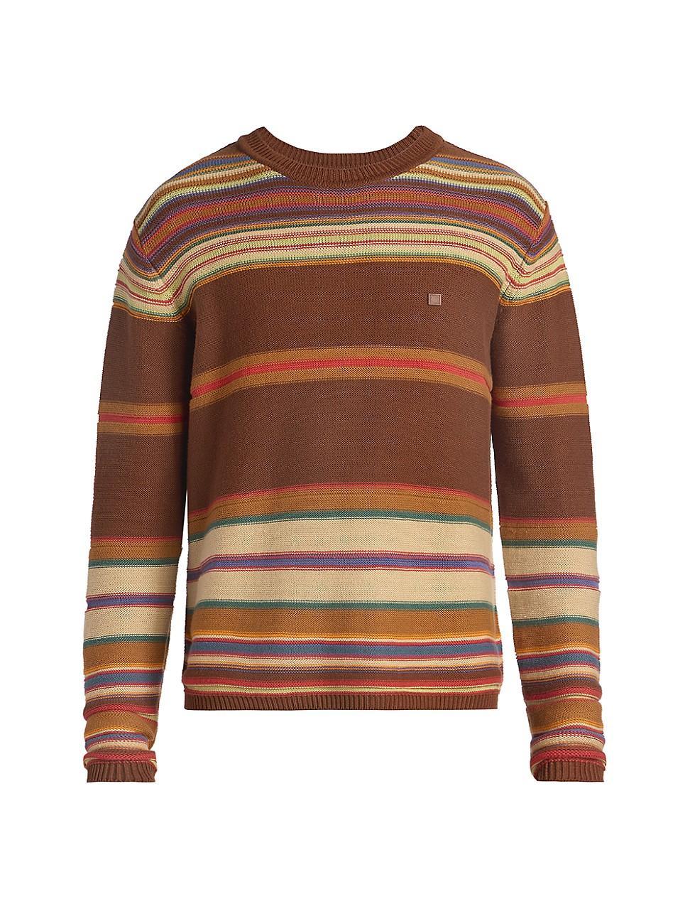 Acne Studios Face Patch Stripe Cotton Crewneck Sweater Product Image