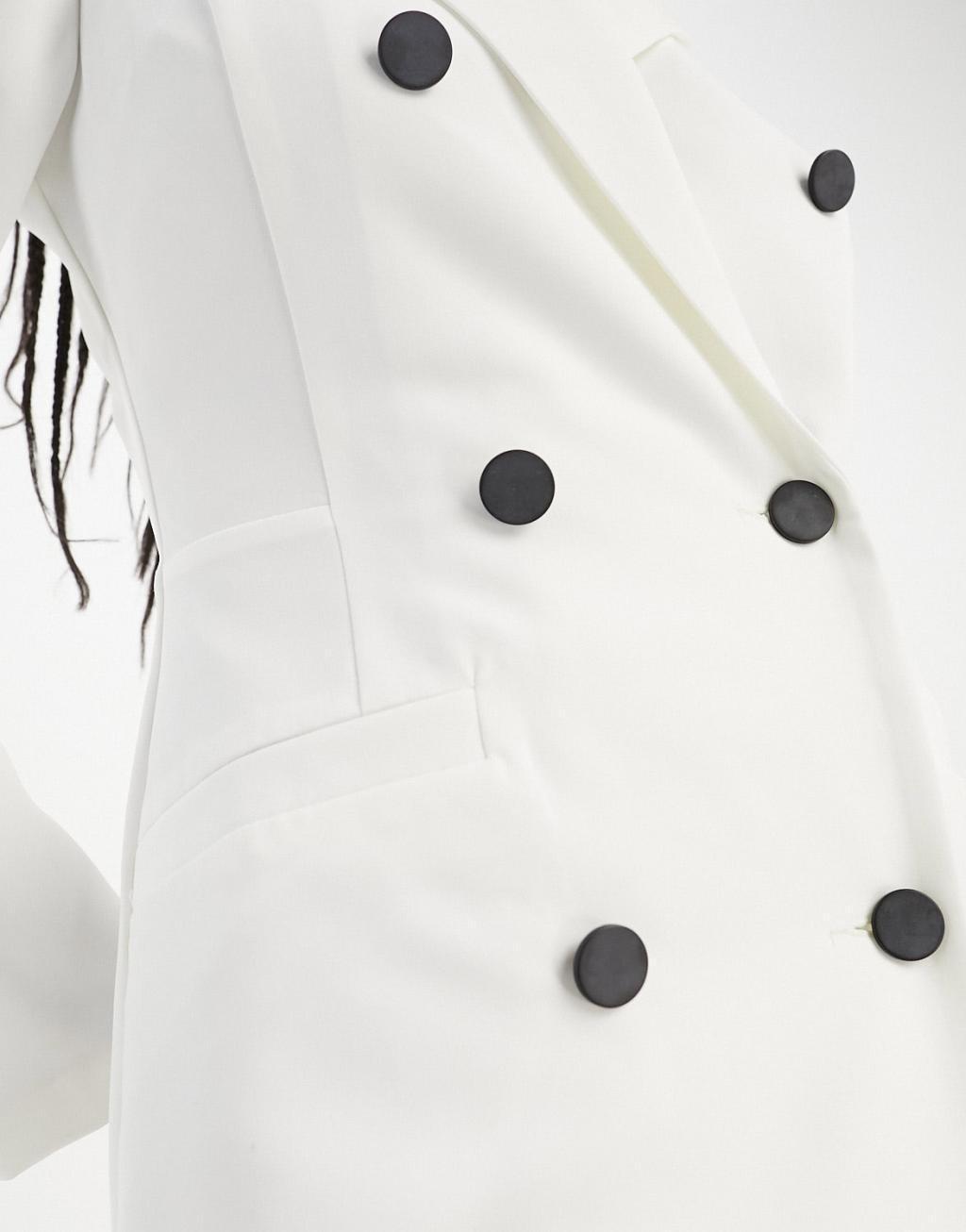 Miss Selfridge blazer dress with contrast buttons in ivory Product Image