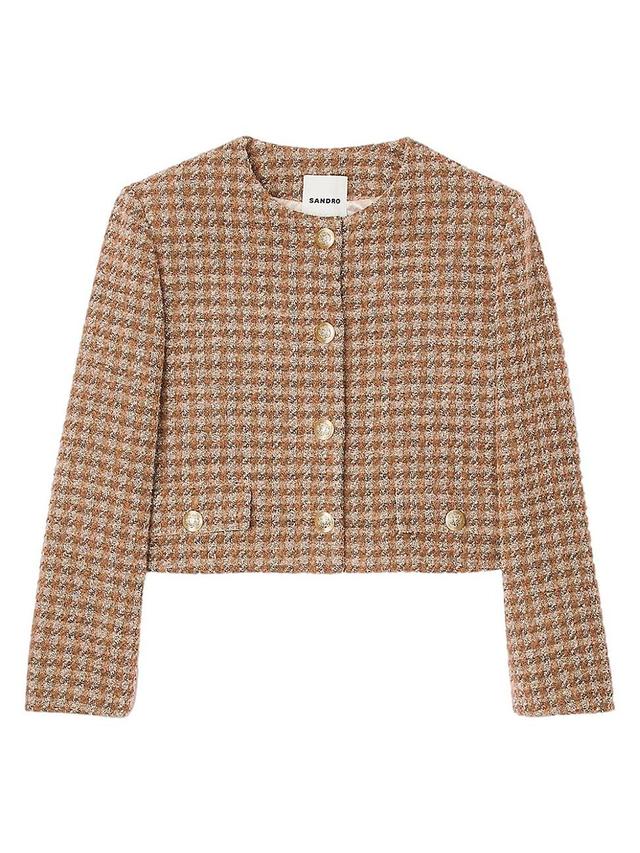 Womens Short Checked Jacket Product Image