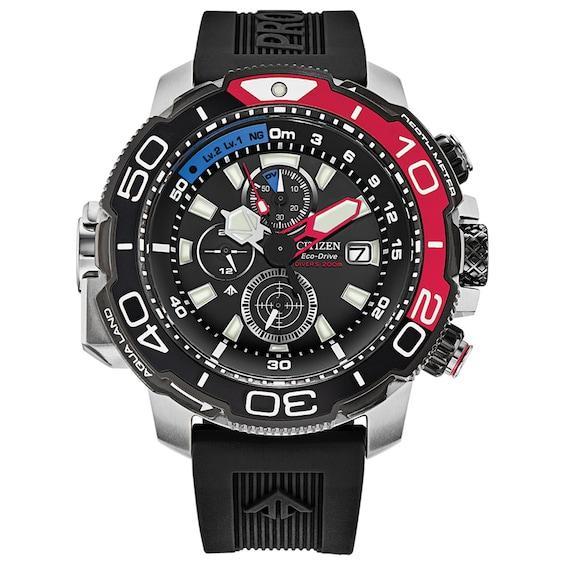 Men's Citizen Eco-DriveÂ® Promaster Aqualand Chronograph Strap Watch with Black Dial (Model: Bj2167-03E) Product Image