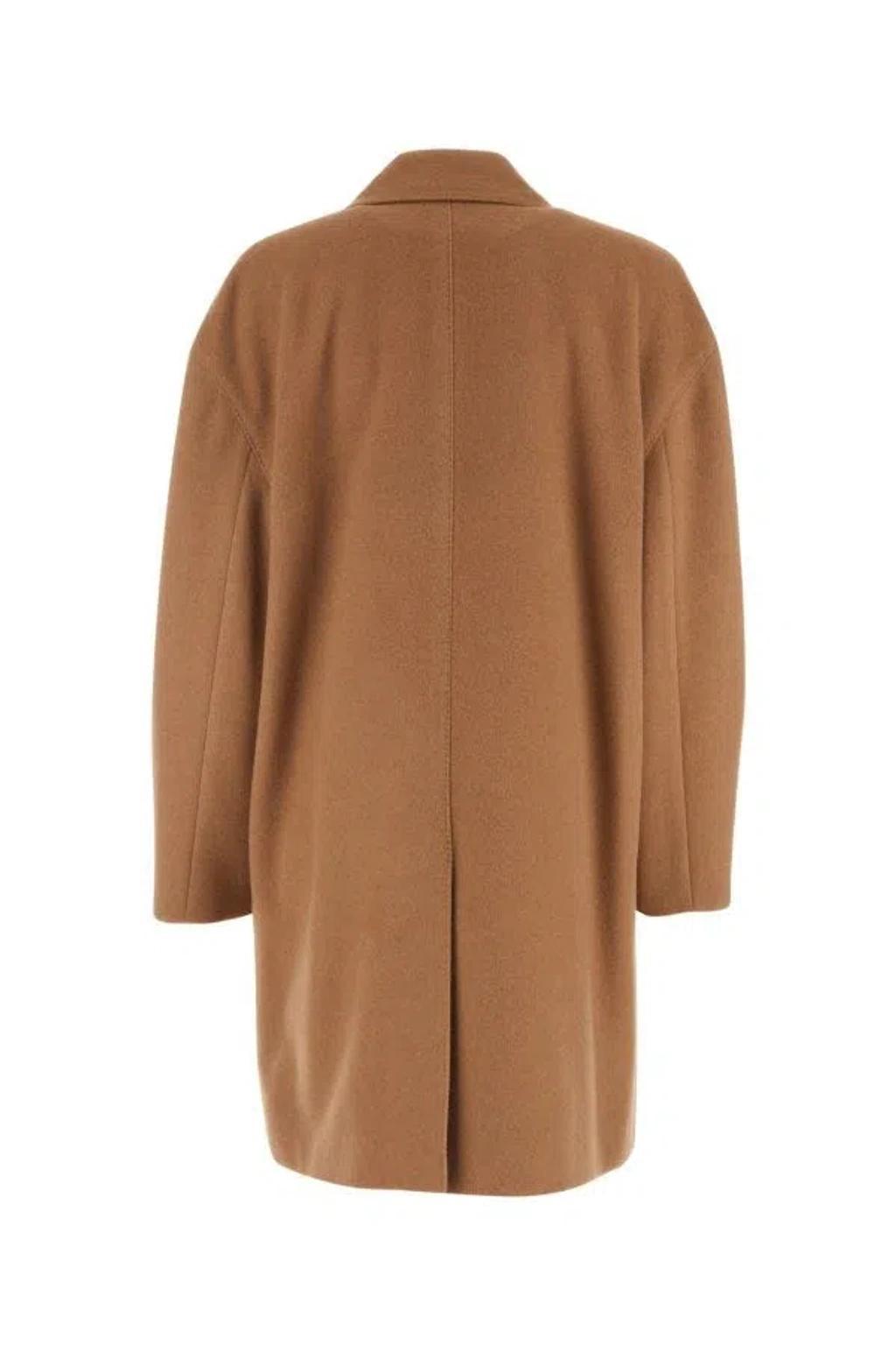 Woman Cappuccino Wool Coat In Brown Product Image